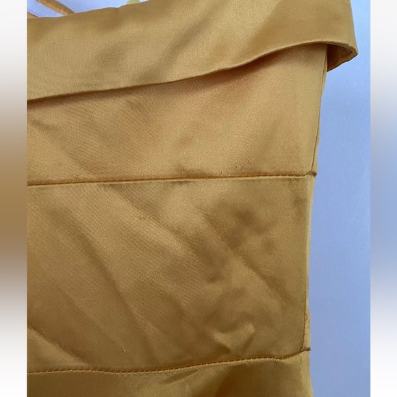 Mac Duggal Yellow Sweetheart Neck Strapless Bow Satin Ball Gown Dress Sz 8 67995 - Picture 10 of 16